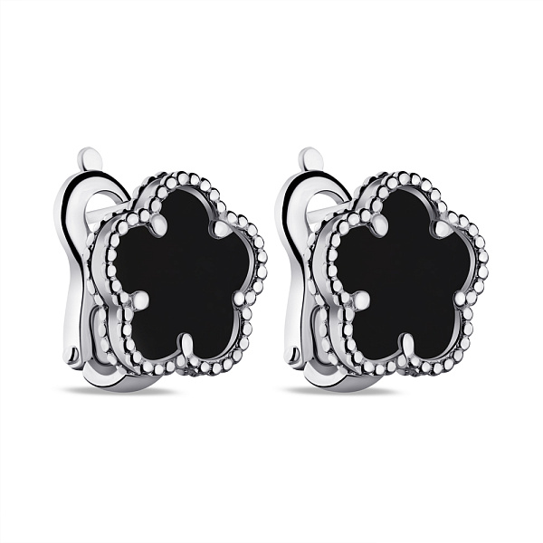 Серебряные серьги с ониксом (арт. 7502/9297/15о) – изображение 1