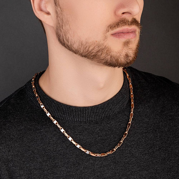 Золотая цепочка с родированием плетения Фантазийное (арт. 352469р) – изображение 6