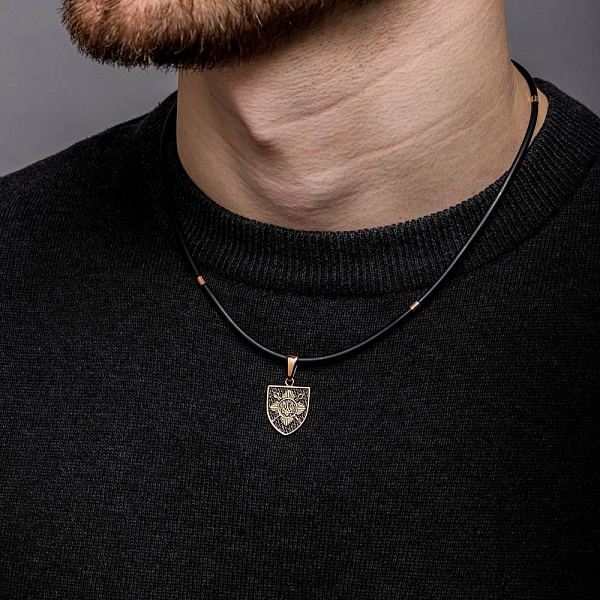 Золотой кулон-оберег Трезубец-Герб Украины для ВСУ (арт. 440909ч) – изображение 2