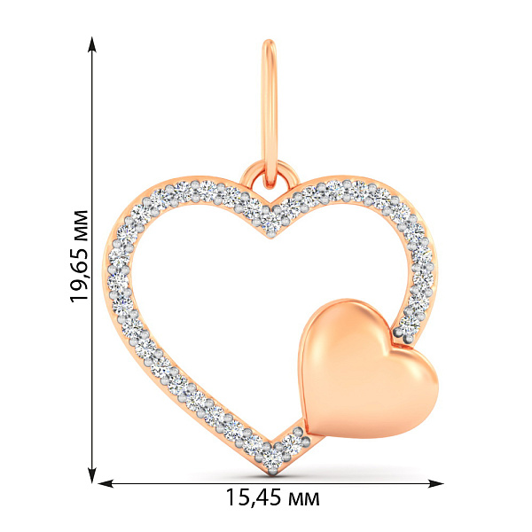 Золота підвіска Сердечко з фіанітами (арт. 440963) – зображення 3