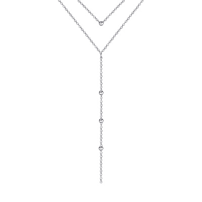 Многослойное колье - галстук из серебра с бусинками (арт. 7507/1225)