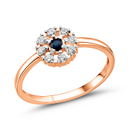 Золота каблучка з сапфіром і діамантами (арт. К011691с)