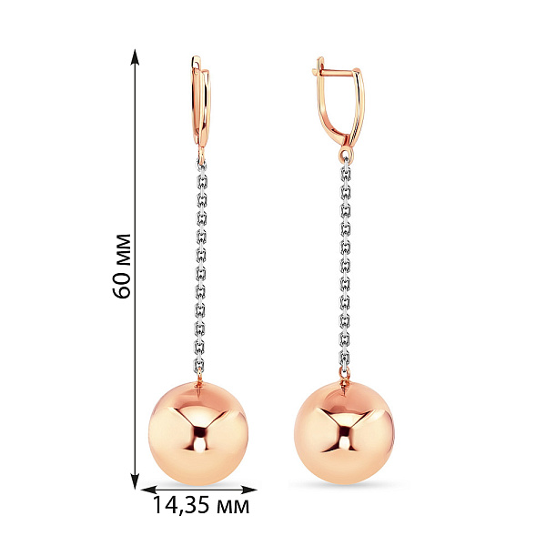 Сережки «Кульки» з комбінованого золота (арт. 101039кб) – зображення 2