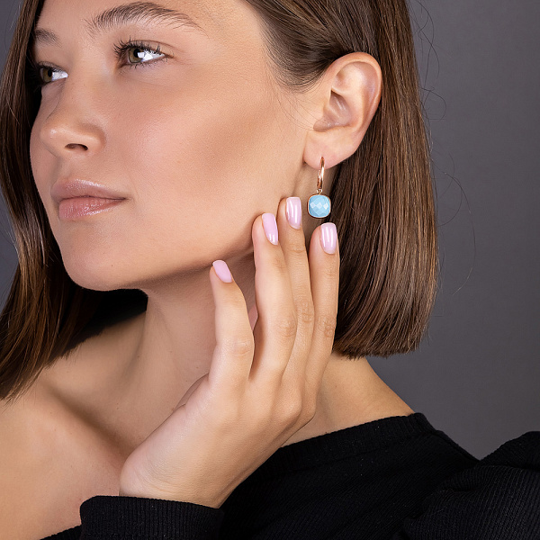 Золотые серьги с подвесками из кварца (арт. 106322Пкг) – изображение 2