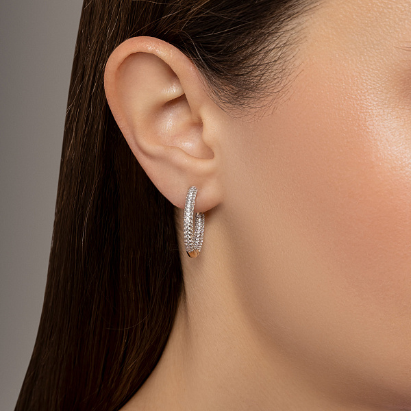 Золотые серьги кольца с фианитами (арт. 110428) – изображение 2