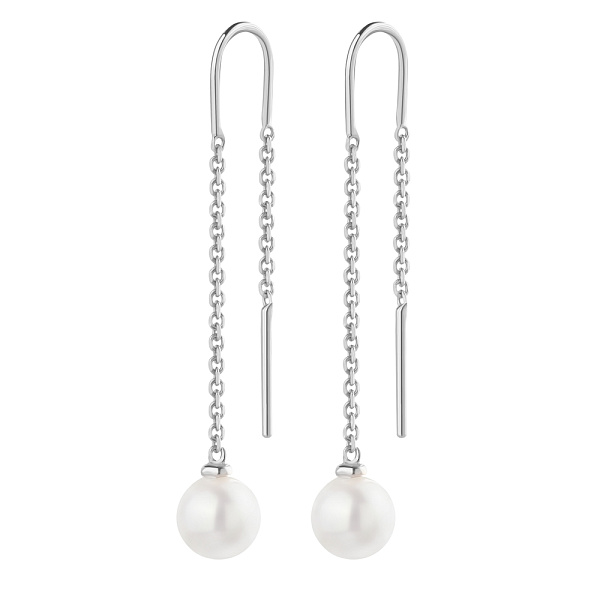 Золотые серьги-протяжки с жемчугом (арт. 106780бпрлб) – изображение 1