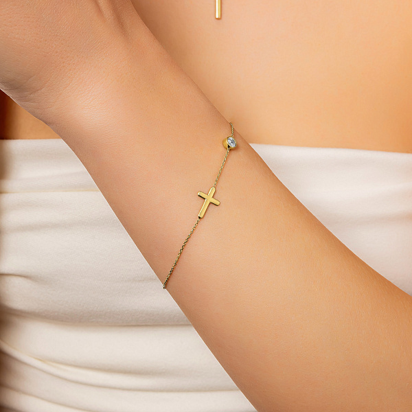 Браслет из желтого золота с крестиком (арт. 323896ж) – изображение 2
