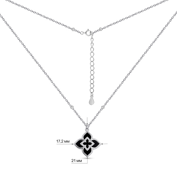 Серебряное колье с ониксом и фианитами (арт. 7507/2488/15о) – изображение 3