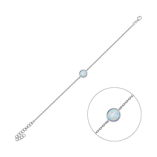 Серебряный браслет с опалом (арт. 7509/3702Поб) – изображение 1