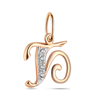 Фото Золотая подвеска Буква Б с фианитами (арт. 440281)