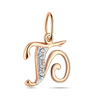 Золотий кулон Літера Б з фіанітами (арт. 440281)