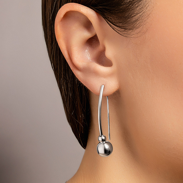 Серьги из белого золота без камней (арт. 100965/3б) – изображение 2