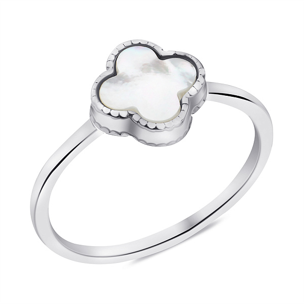 Серебряное кольцо Клевер с перламутром (арт. 7501/610/8пкп) – изображение 1