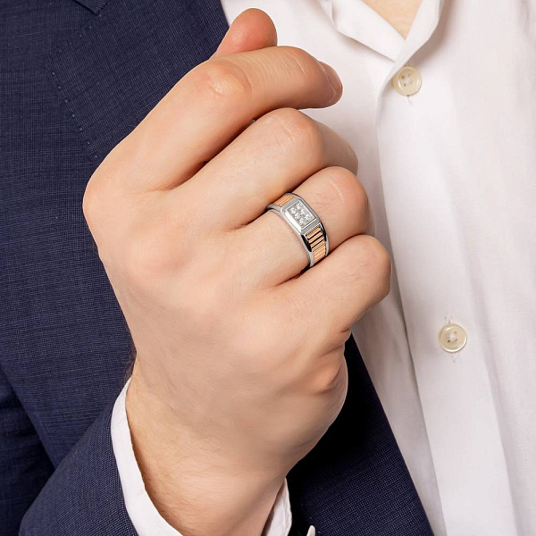 Золотая печатка с бриллиантами (арт. К170091015бк) – изображение 2