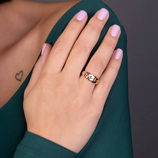 Золотое кольцо Звенья без камней (арт. 155608) – изображение 2