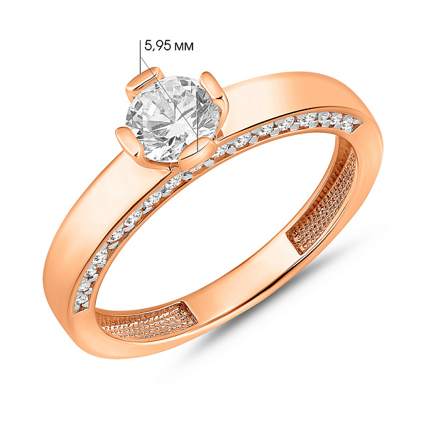 Золотое помолвочное кольцо с фианитами (арт. 141035) – изображение 5