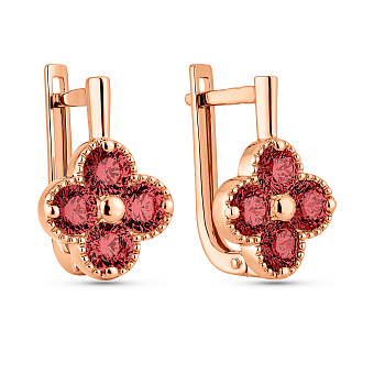 Серьги из красного золота с гранатом (арт. 111246Пк)