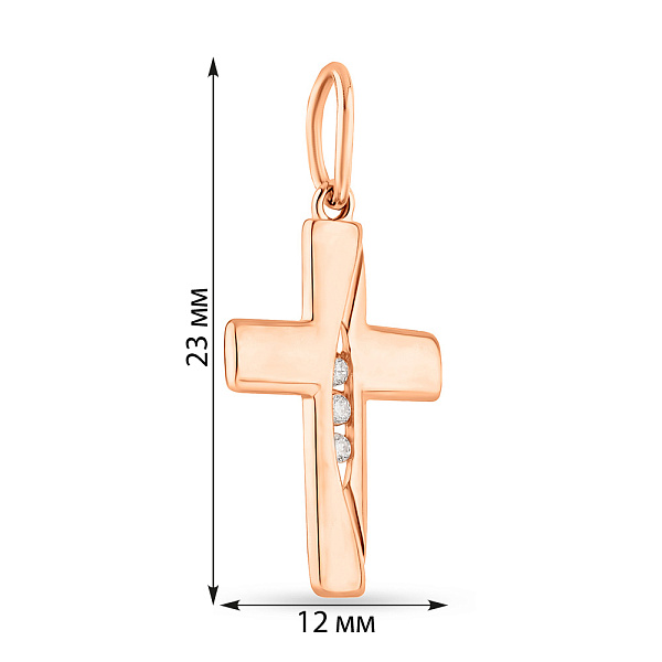 Крестик из красного золота с фианитами  (арт. 424779) – изображение 2