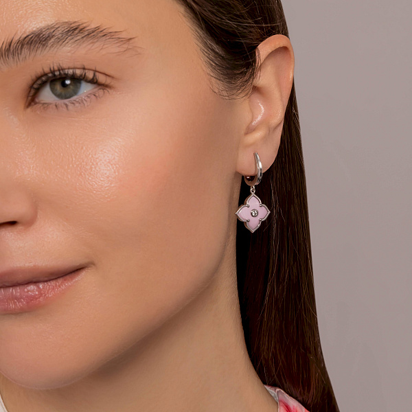 Серебряные серьги с фианитом и керамикой (арт. 7502/1980521кмр) – изображение 4