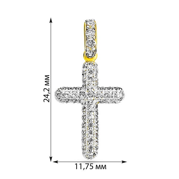Золотий хрестик з фіанітами (арт. 440425ж) – зображення 2
