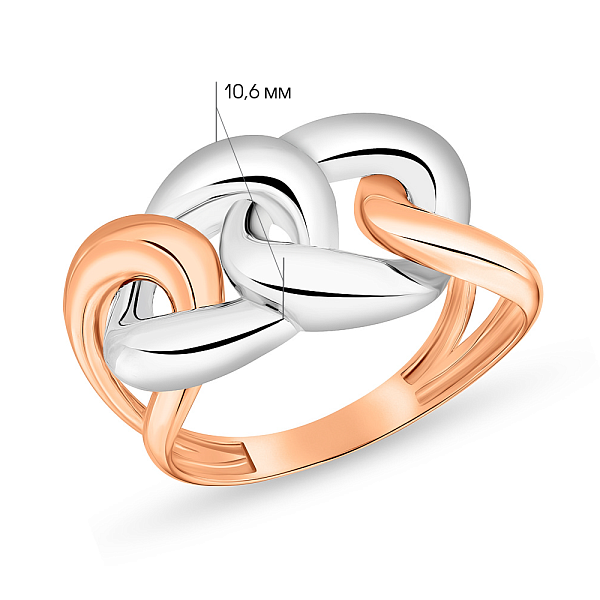 Кольцо "Звенья"  из красного и белого золота (арт. 155350кб) – изображение 2