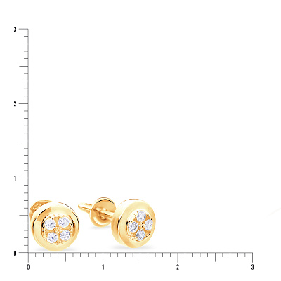 Золотые серьги пусеты с фианитами (арт. 110387ж)