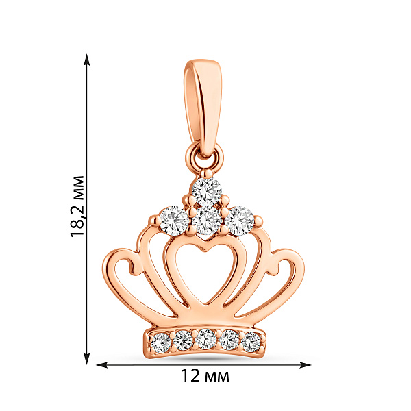 Золотая подвеска Корона с фианитами (арт. 441118) – изображение 2