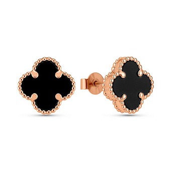 Золотые серьги с ониксом (арт. 1101203/8о)