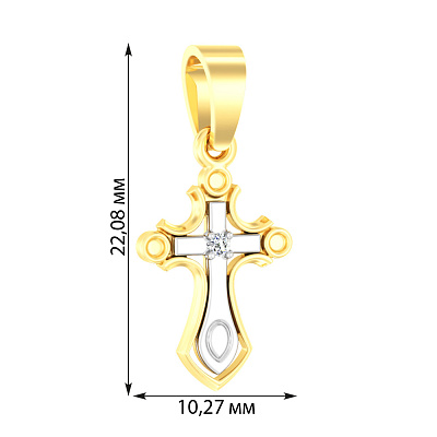 Золотая подвеска-крестик с фианитом (арт. 440539ж)