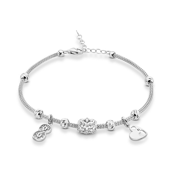 Браслет из белого золота с подвеской и фианитами (арт. 325065бП2) – изображение 1