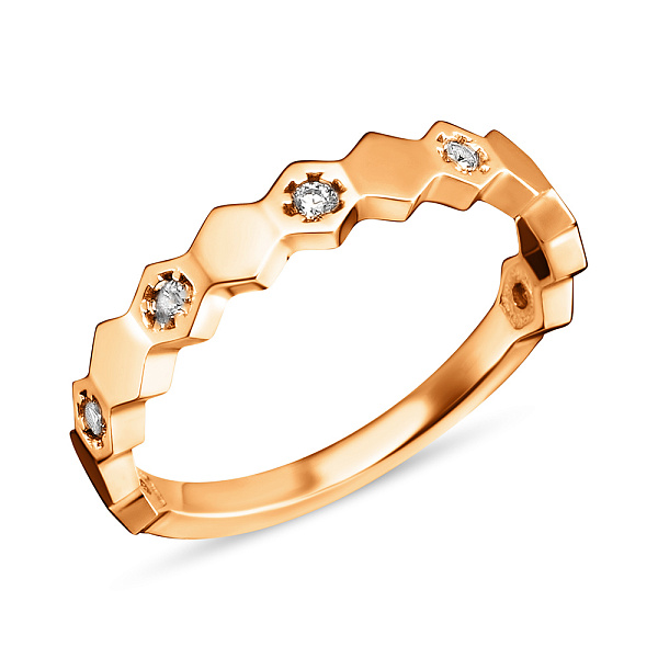 Золотое кольцо в красном цвете металла (арт. 154748) – изображение 1