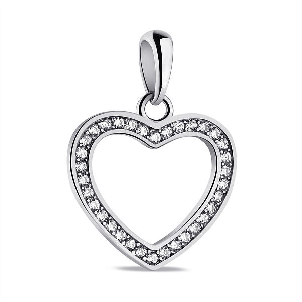 Серебряный кулон Сердце с фианитами (арт. 7503/3909) – изображение 1