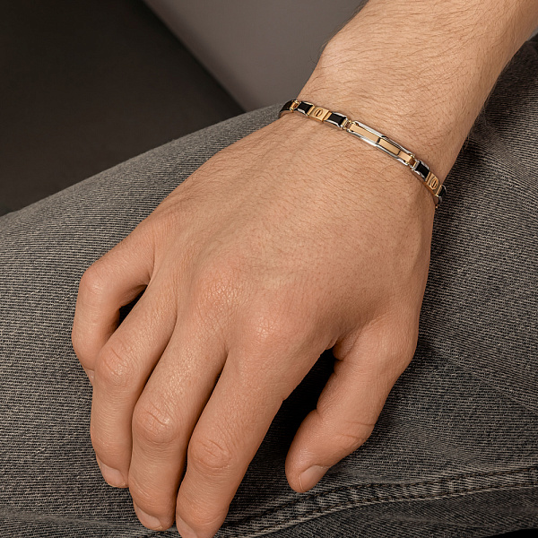 Золотой мужской браслет с ониксом (арт. 325622кбо) – изображение 3