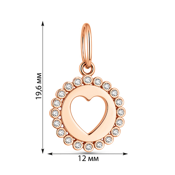 Золотой подвес Сердце с фианитами (арт. 440896) – изображение 4