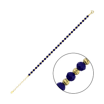 Фото Браслет из серебра с синим ониксом и желтым родированием (арт. 7509/2100жос)