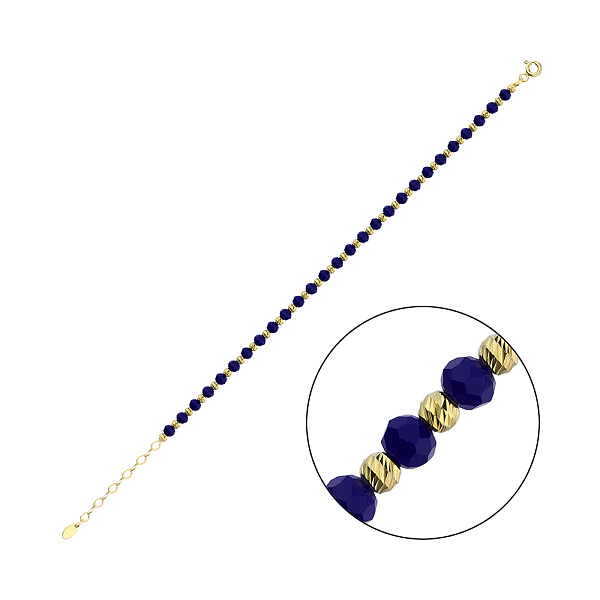 Браслет из серебра с синим ониксом и желтым родированием (арт. 7509/2100жос) – изображение 1