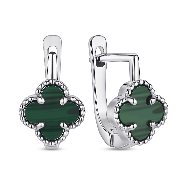 Серебряные серьги с малахитом  (арт. 7502/4537/8млх) – изображение 1