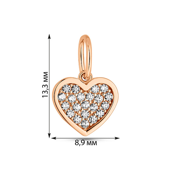 Золотая подвеска Сердечко с фианитами (арт. 424934) – изображение 3