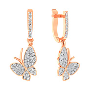 Золоті сережки з підвісками «Метелики»  (арт. 110187)