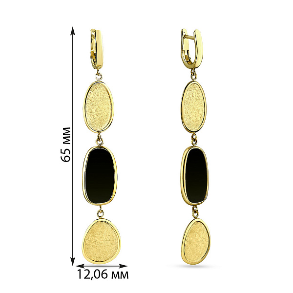 Золоті сережки-підвіски Diva з оніксом (арт. 107593жо) – зображення 4