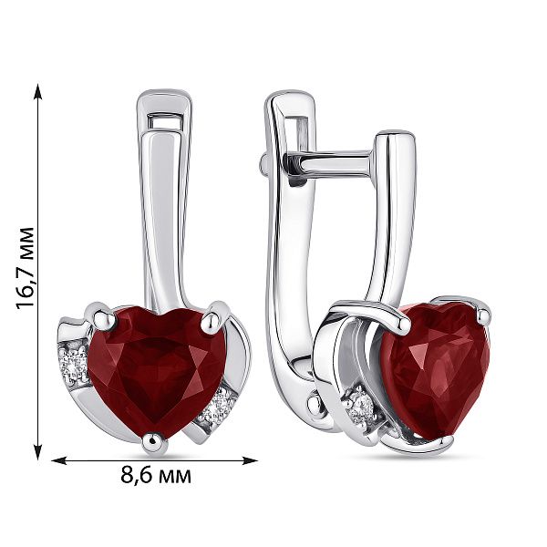 Срібні сережки Серце з рубіном (арт. 7502/2172727Г) – зображення 2