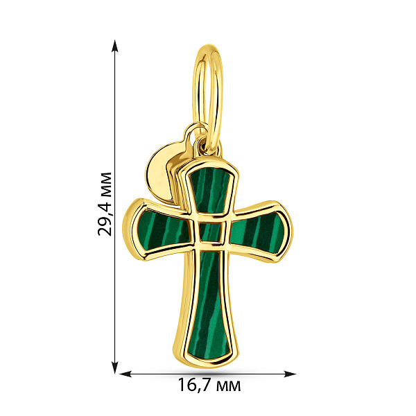 Золотой крестик Francelli с малахитом (арт. 424943/2жмлх) – изображение 3