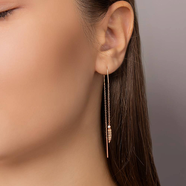 Золоті сережки-протяжки Колоски (арт. 1101044) – зображення 3