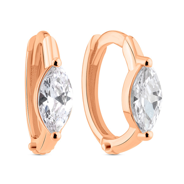 Золотые серьги кольца с фианитами (арт. 1101112) – изображение 1