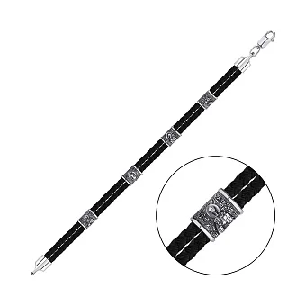 Браслет на шовковій нитці зі срібними вставками (арт. 7309/0740брю)