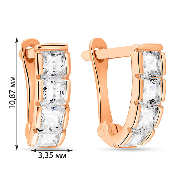 Дитячі сережки з червоного золота з фіанітами (арт. 100884) – зображення 2