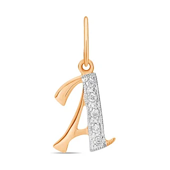 Золота підвіска Літера А з фіанітами (арт. 440283)