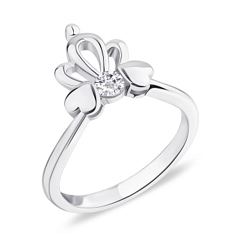 Кольцо из серебра «Корона» с фианитом (арт. 7501/5173)