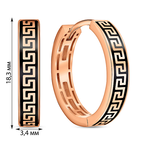 Сережки-кільця з червоного золота Олімпія з емаллю (арт. 1092132еч) – зображення 5