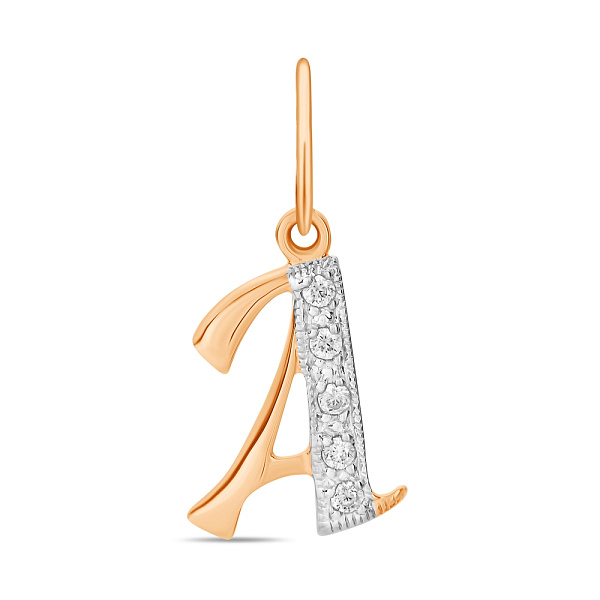 Золотая подвеска Буква А с фианитами (арт. 440283) – изображение 1
